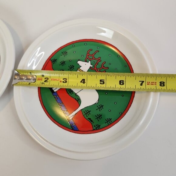 Houze England Staffordshire 1985 Salad Dessert Christmas Plates Reindeer Vintage - Picture 4 of 6